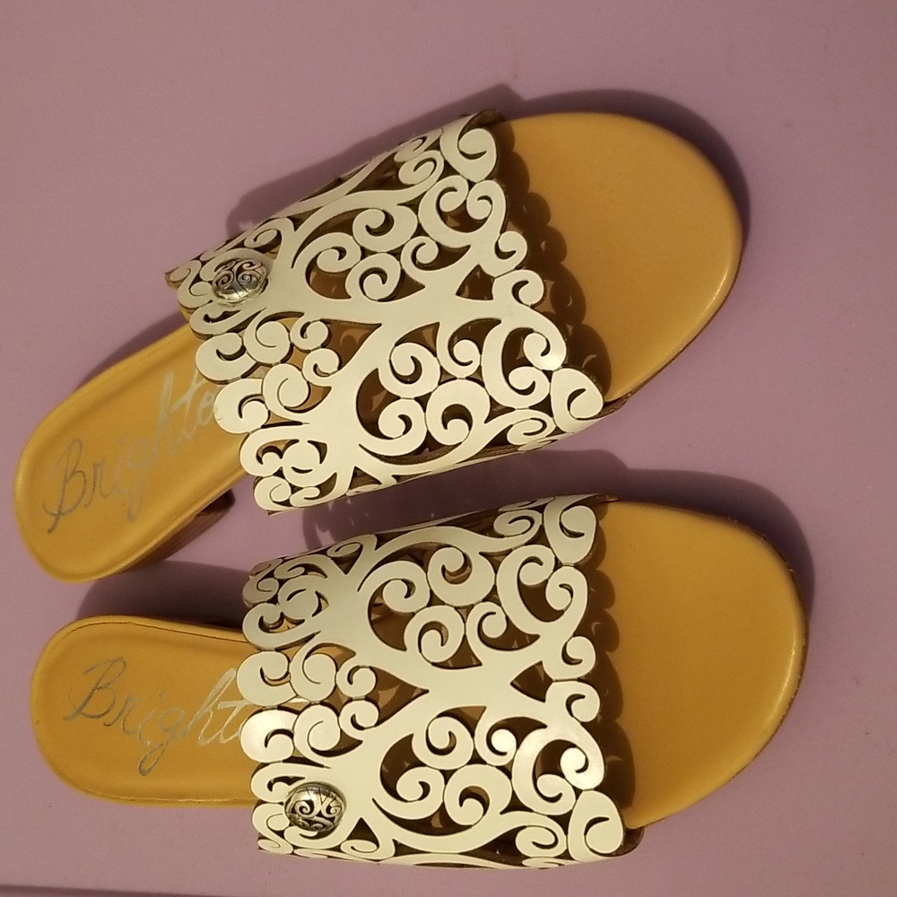 Brighton Nala Optic White Laser Cut Leather Flat Sandal